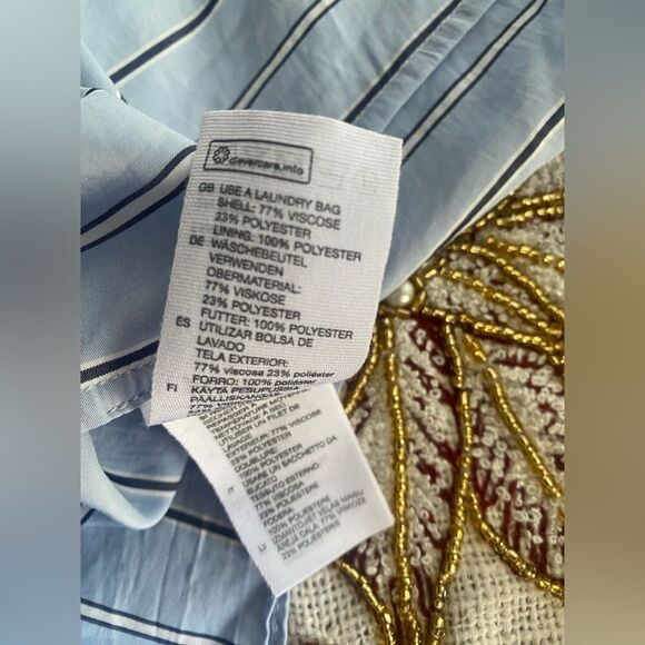 & OTHER STORIES Viscose Square Neck Midaxi Dress Blue Stripes Sz 4 Sleeveless - Picture 10 of 12